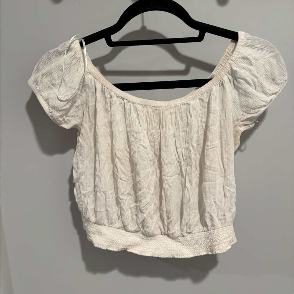 Tory Burch White Puff Sleeve Crop Top